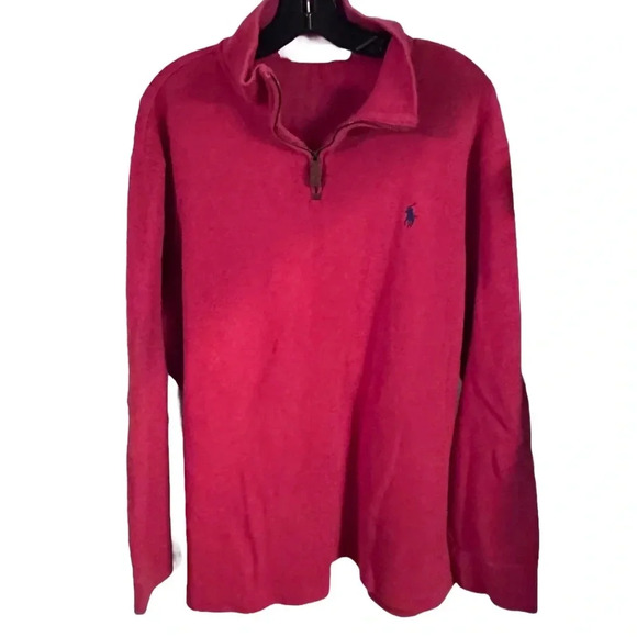 Polo Ralph Lauren Men’s Pullover 1/4 Zip  Sweater Red, Pony Logo Size XL - Picture 1 of 9